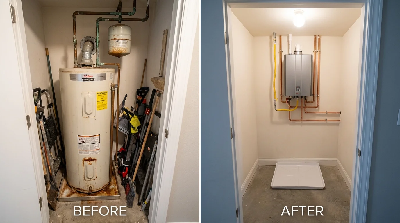 Tank water heater versus wall-mounted tankless unit comparison for Eustis, FL homeowners