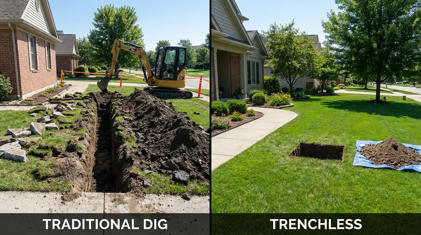 Trenchless sewer repair with minimal yard damage versus traditional excavation in Eustis, FL